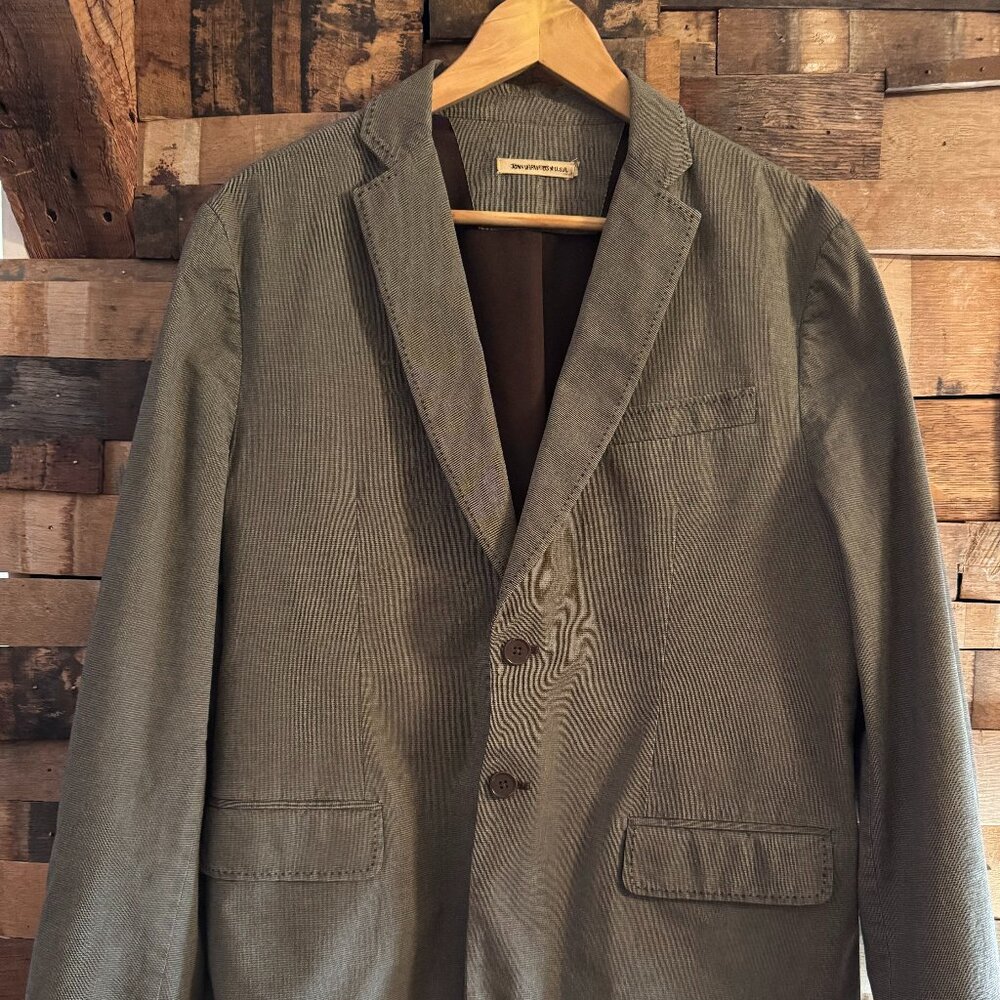John Varvatos Grey Men's Casual Cotton Blazer with Chainstitch details
